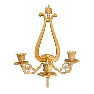 Vintage Brass Triple Arm Candle Wall Sconce Candelabra Japan